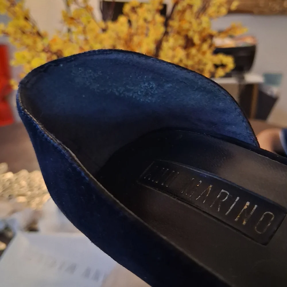Ann Marino Fine Leather Suede Black And Grey Cobra Cutout Stilettos Size 7.5 - Picture 5 of 8